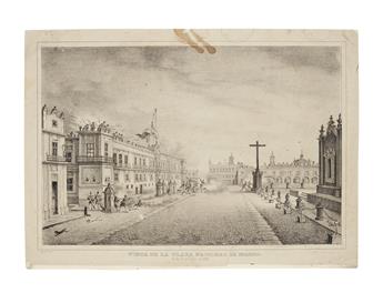 (MEXICO--PRINTS.) Gualdi, Pedro; artist. Pair of lithographs depicting an uprising in Mexico City.